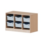 ErgoTray Regal, 3reihig, 1,5 OH,  6 hohe Boxen, B/H/T 104,5x64x50cm 
